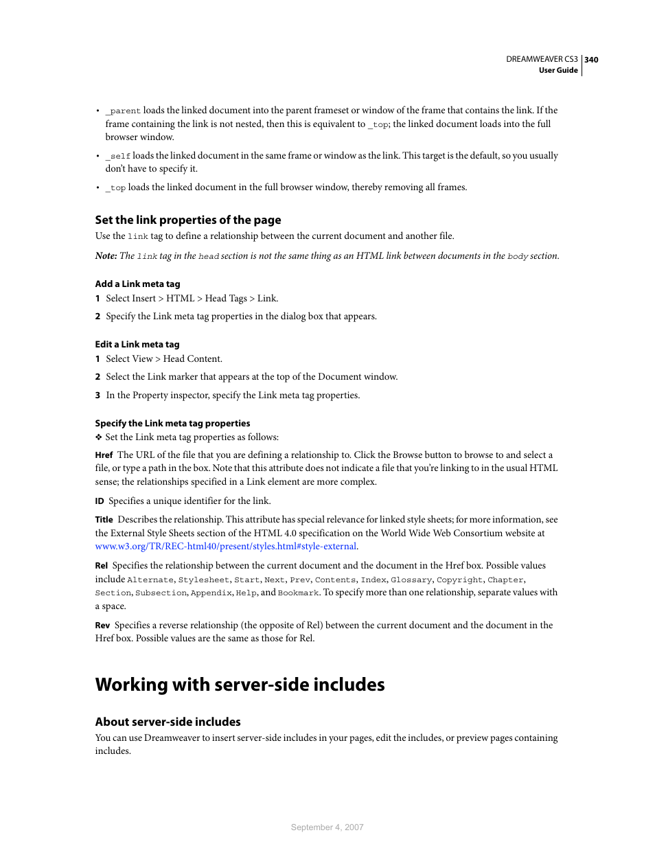 Working with server-side includes, About server-side includes | Adobe Dreamweaver CS3 User Manual | Page 347 / 738