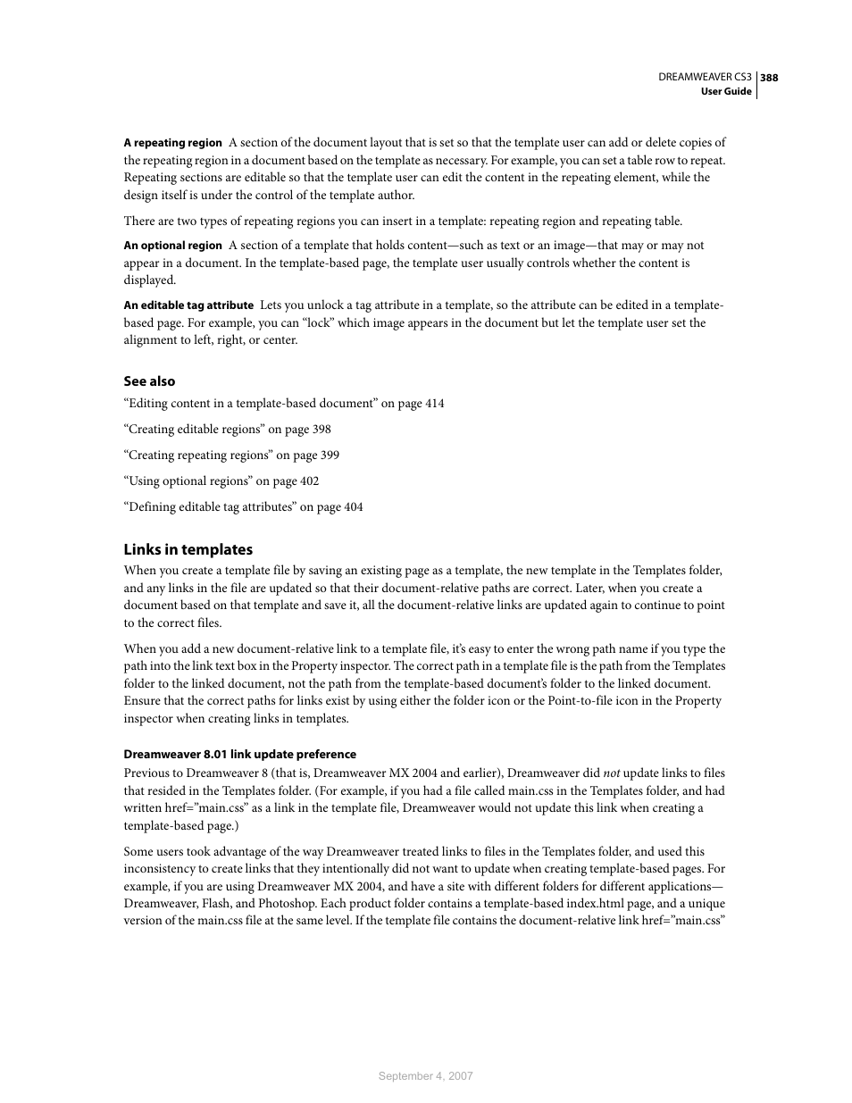 Links in templates | Adobe Dreamweaver CS3 User Manual | Page 395 / 738