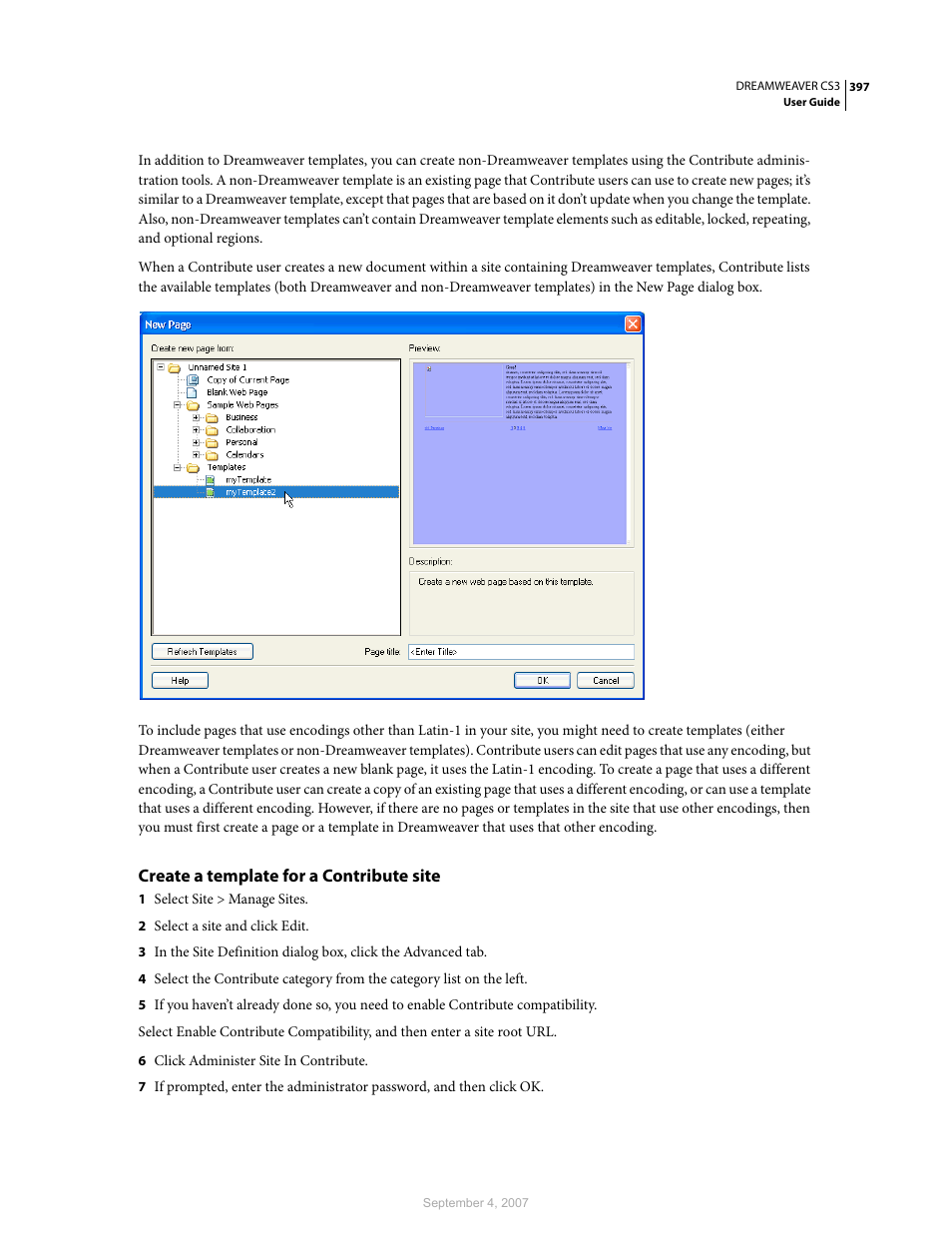 Create a template for a contribute site | Adobe Dreamweaver CS3 User Manual | Page 404 / 738