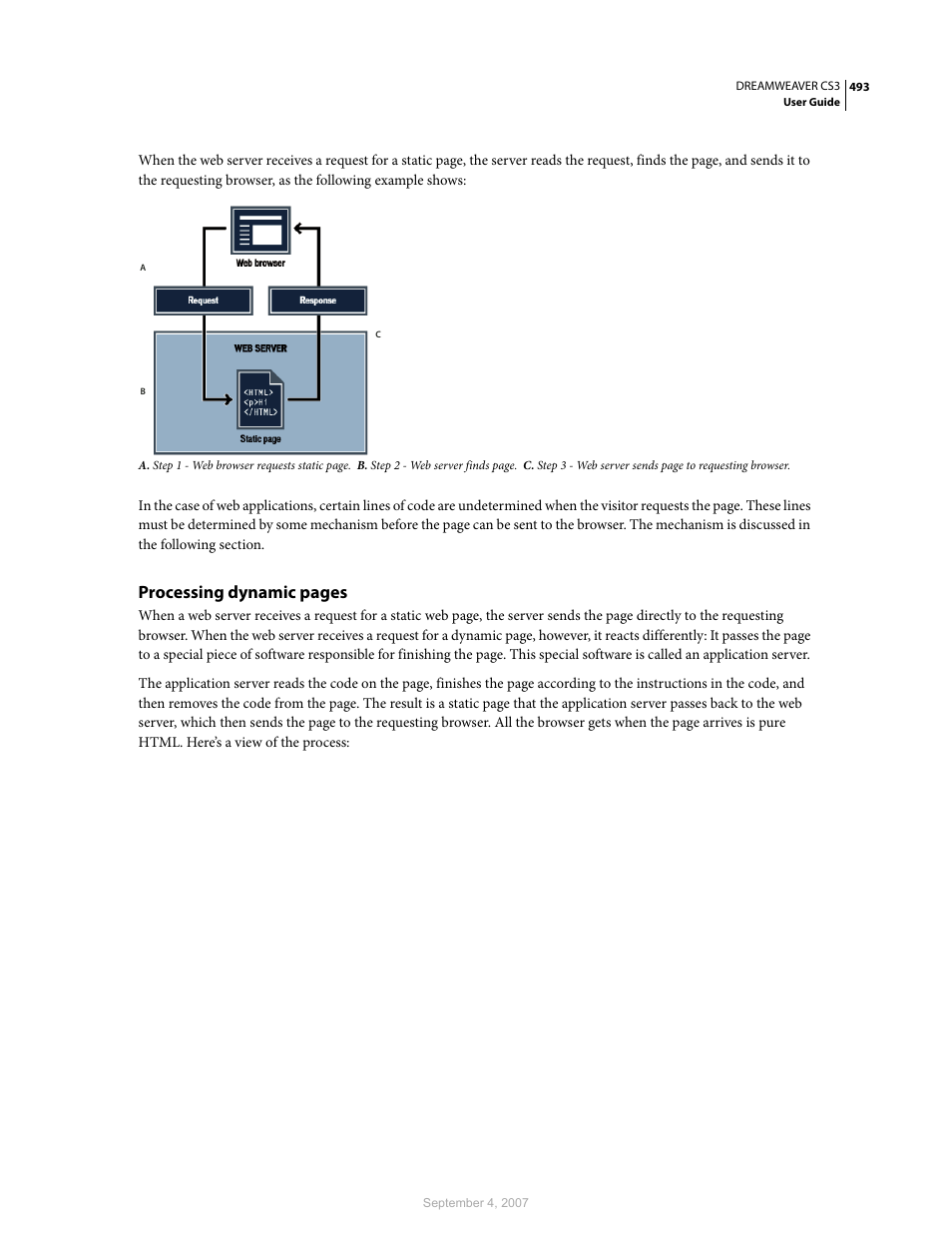Processing dynamic pages | Adobe Dreamweaver CS3 User Manual | Page 500 / 738