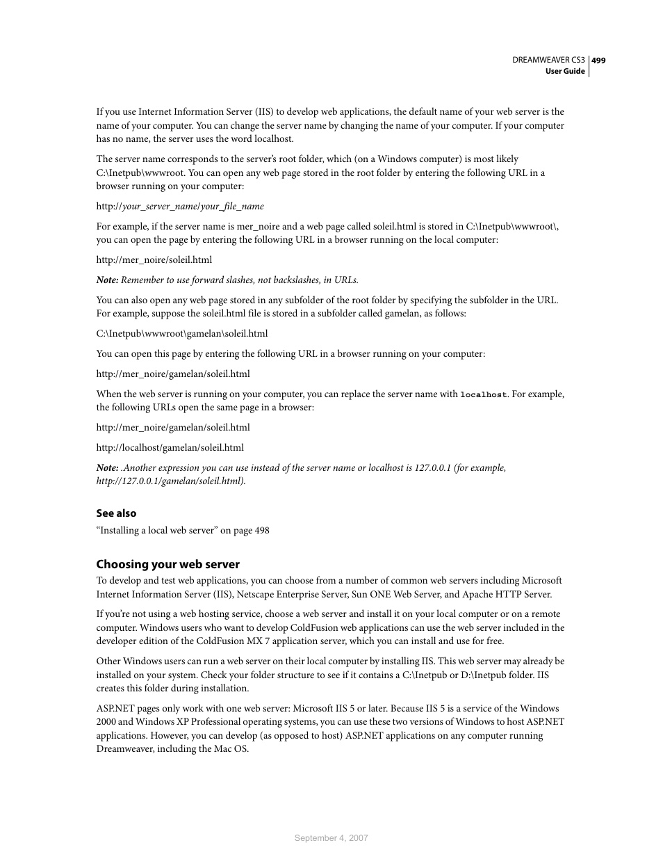 Choosing your web server | Adobe Dreamweaver CS3 User Manual | Page 506 / 738