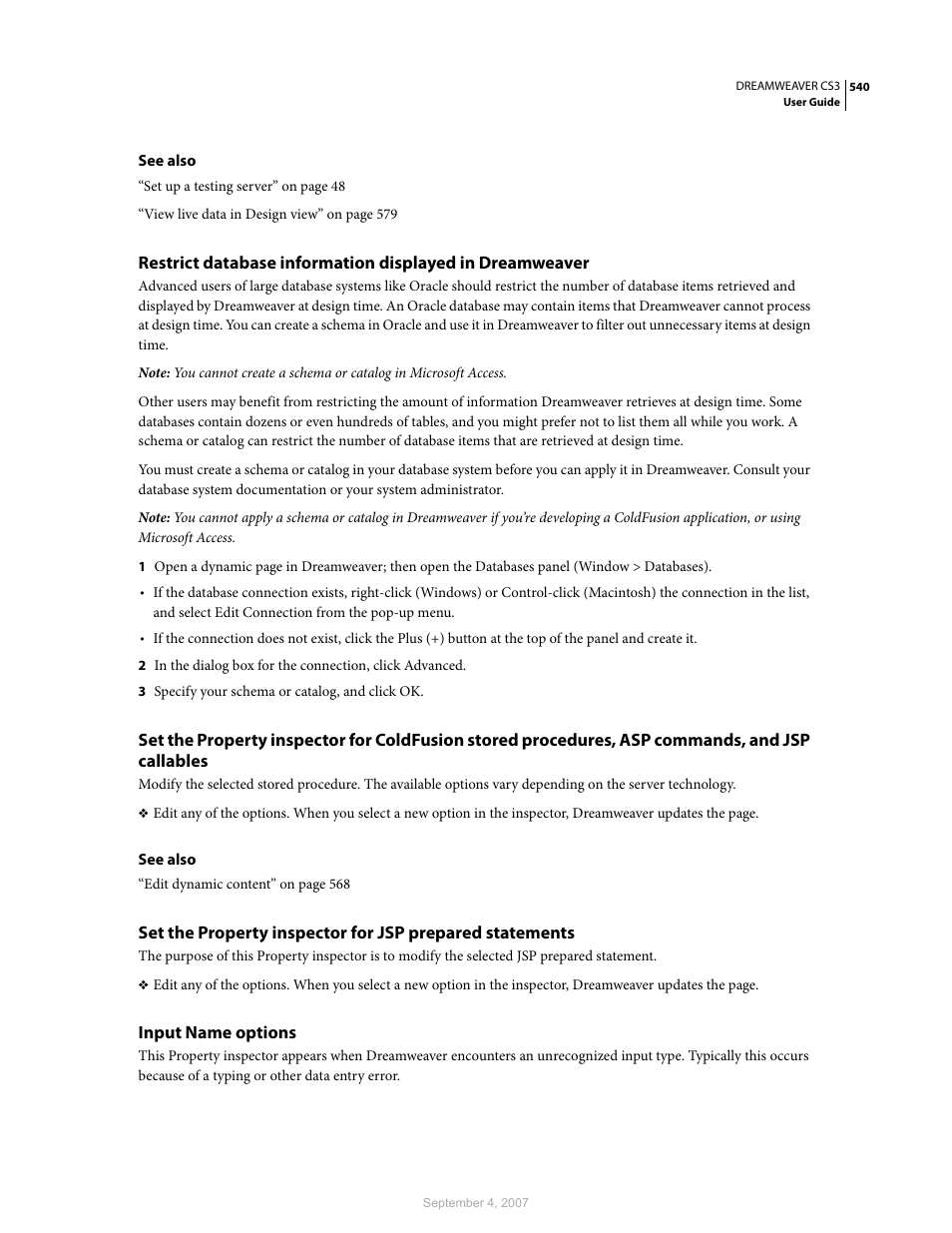 Input name options | Adobe Dreamweaver CS3 User Manual | Page 547 / 738