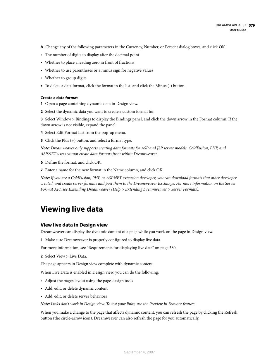 Viewing live data, View live data in design view | Adobe Dreamweaver CS3 User Manual | Page 586 / 738