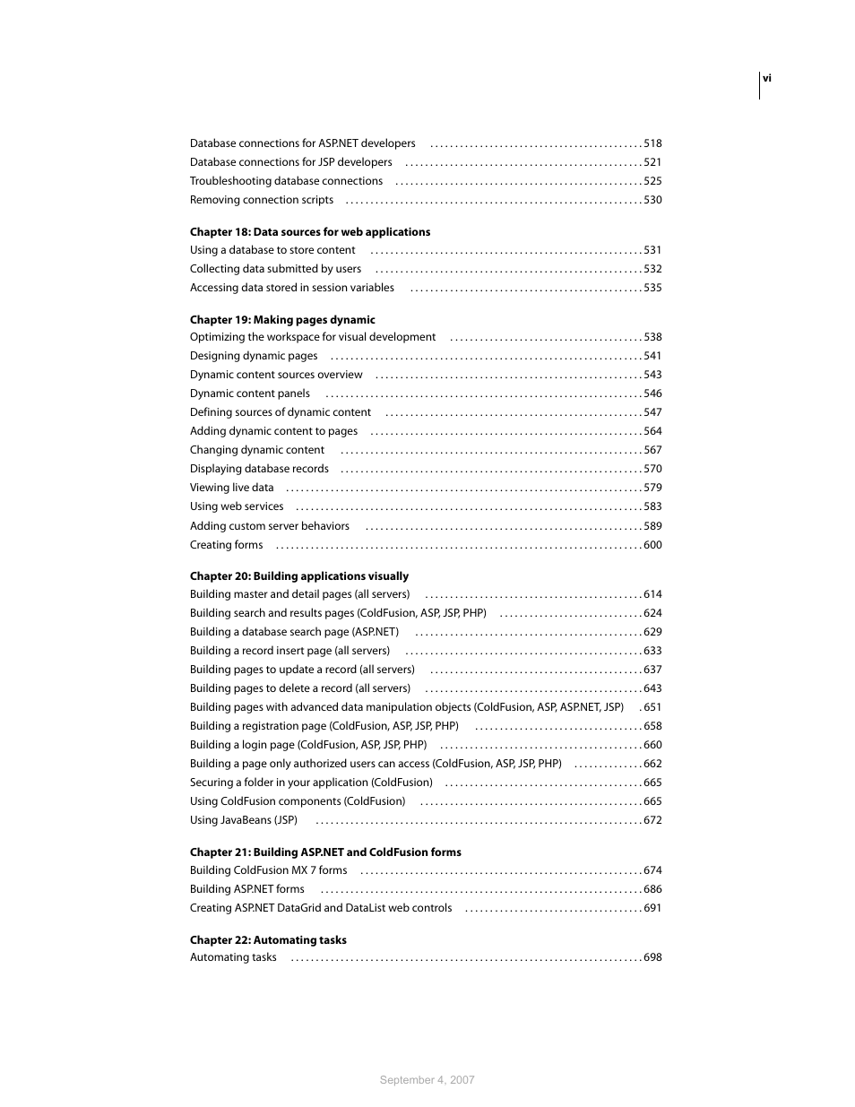 Adobe Dreamweaver CS3 User Manual | Page 6 / 738