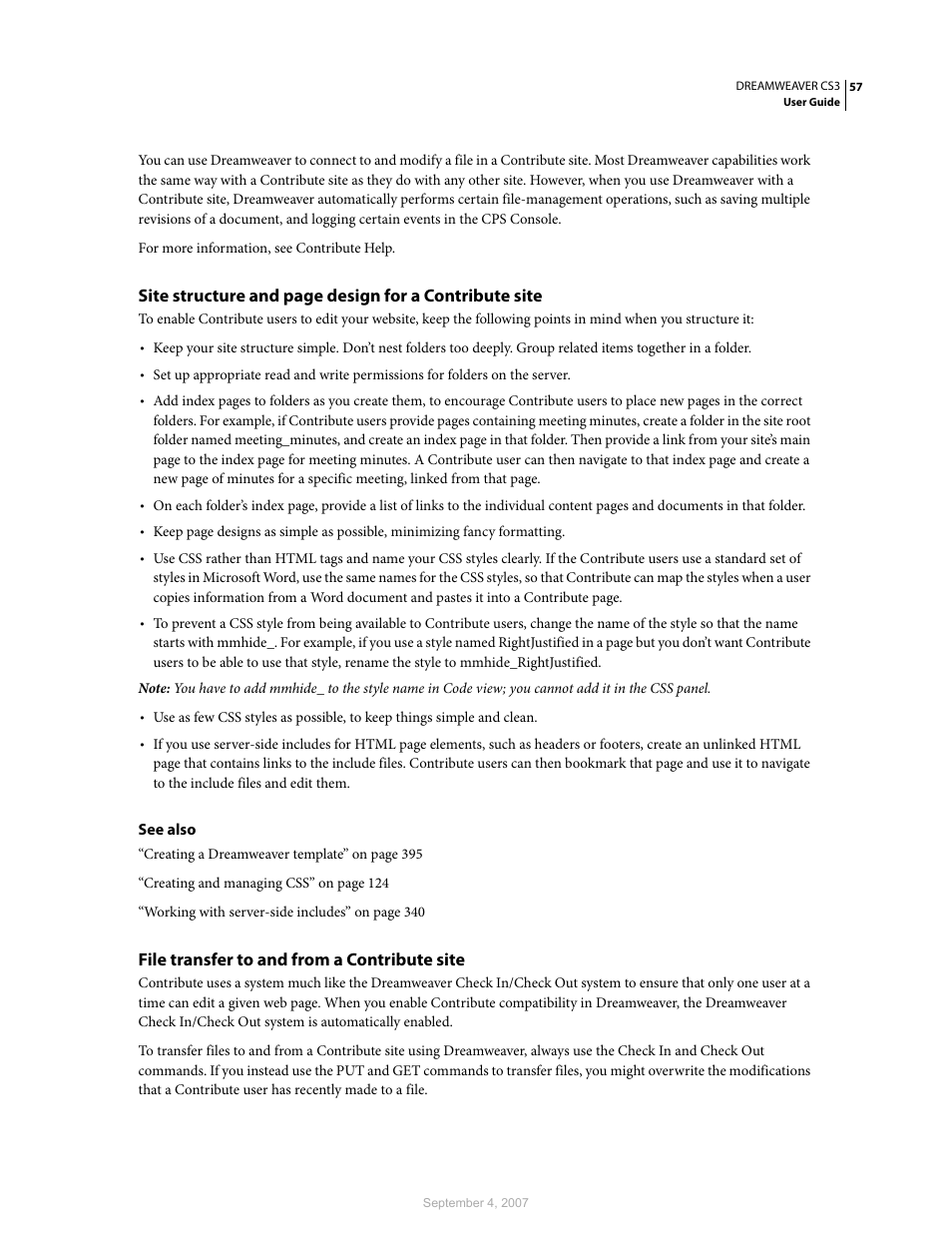 File transfer to and from a contribute site | Adobe Dreamweaver CS3 User Manual | Page 64 / 738