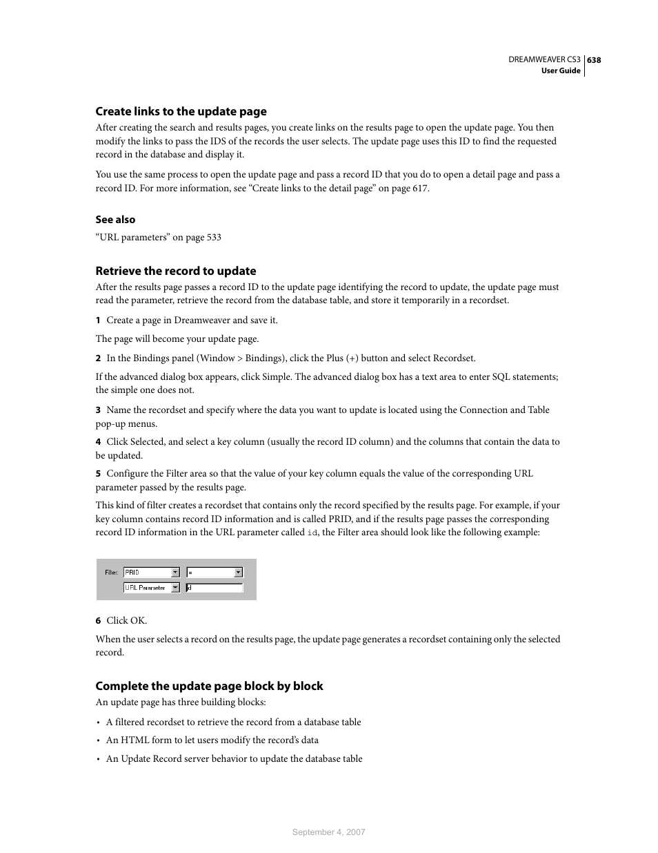 Retrieve the record to update | Adobe Dreamweaver CS3 User Manual | Page 645 / 738