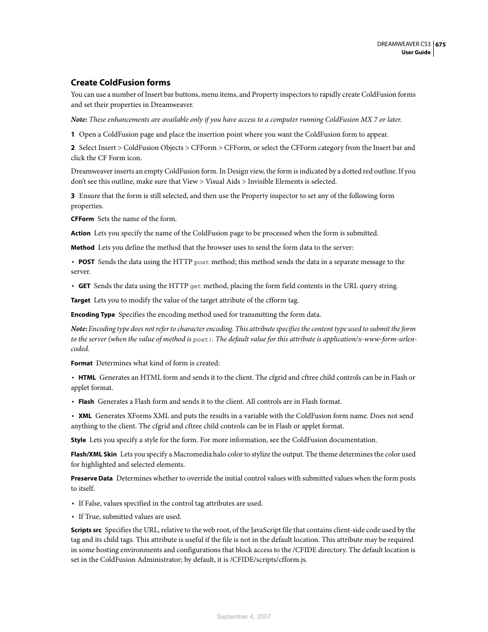 Create coldfusion forms | Adobe Dreamweaver CS3 User Manual | Page 682 / 738