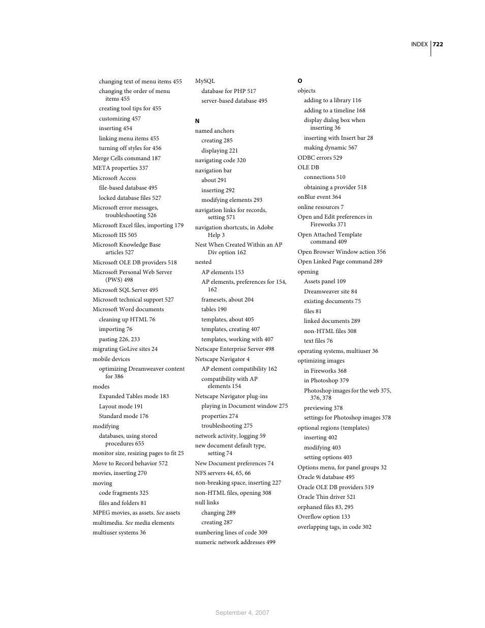 Adobe Dreamweaver CS3 User Manual | Page 729 / 738