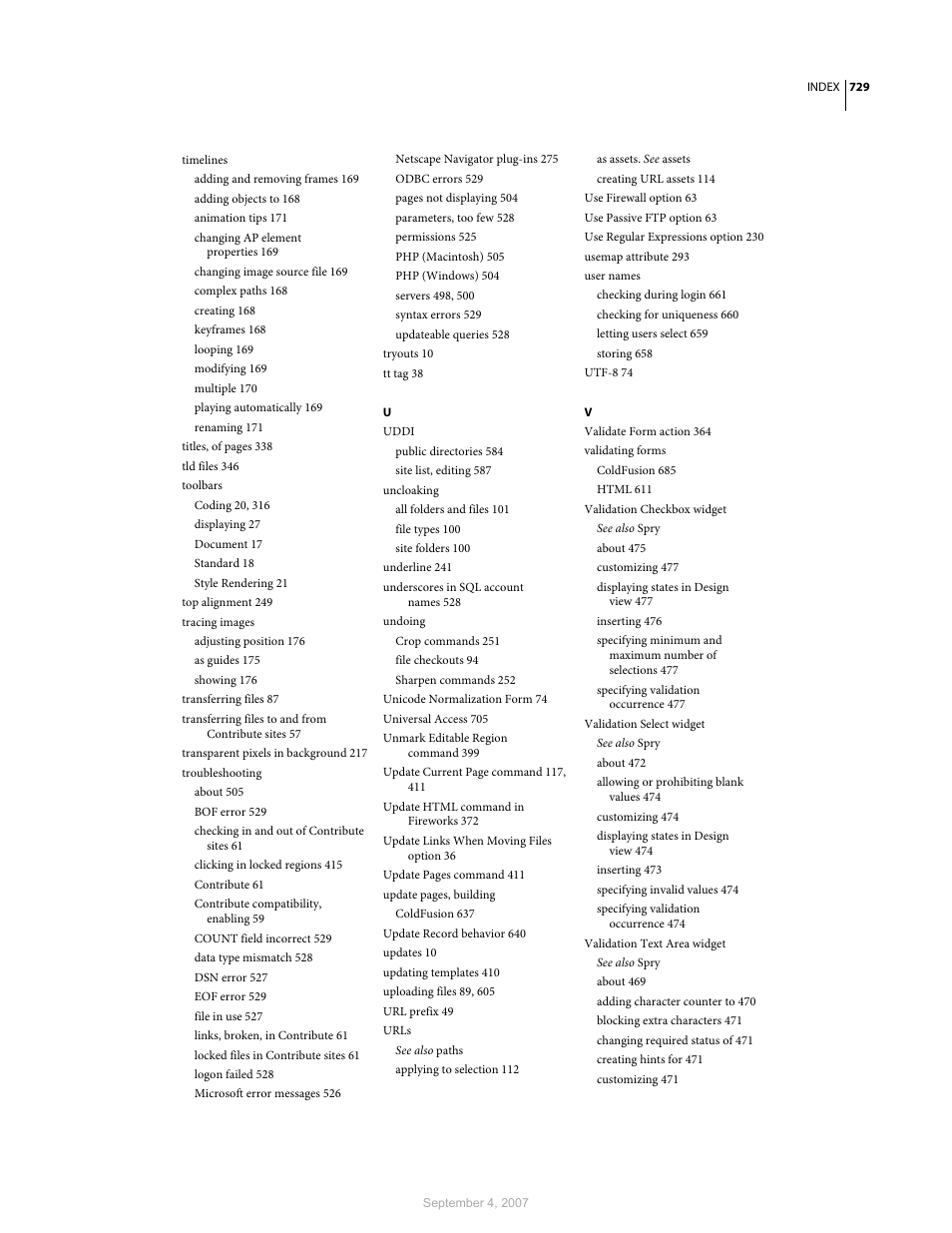 Adobe Dreamweaver CS3 User Manual | Page 736 / 738