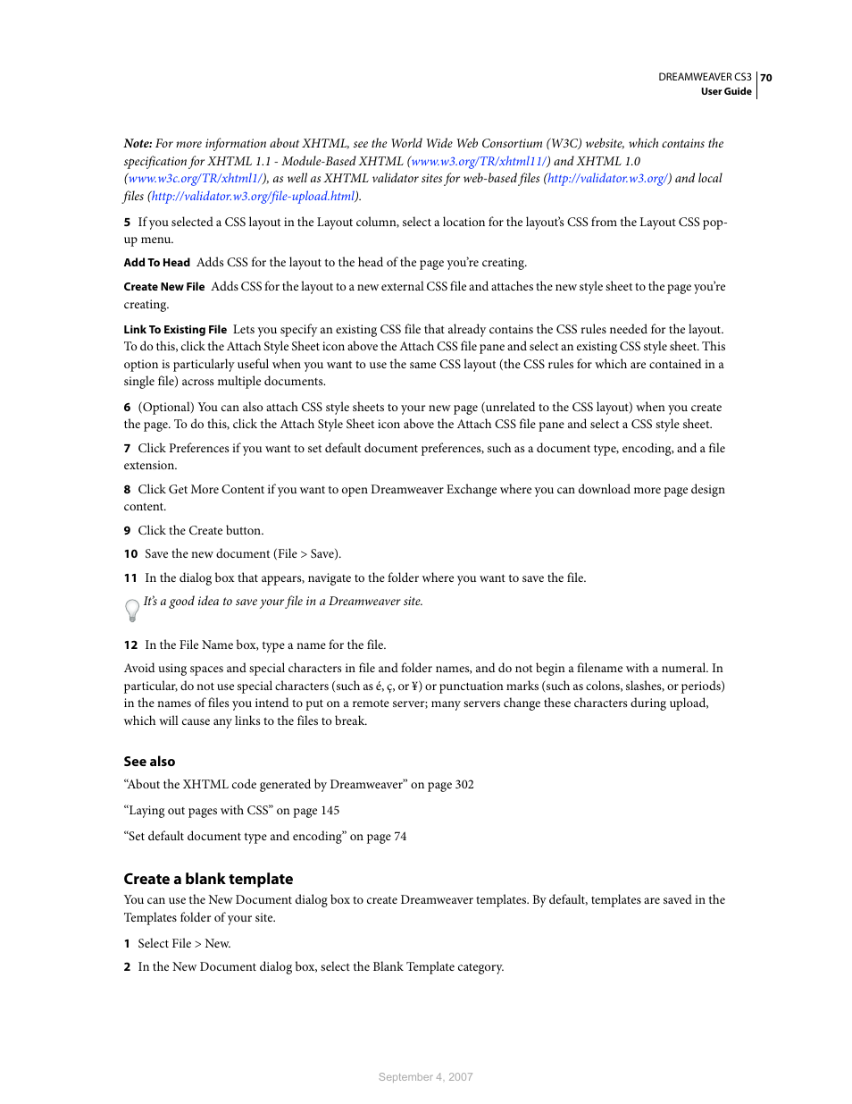 Create a blank template | Adobe Dreamweaver CS3 User Manual | Page 77 / 738