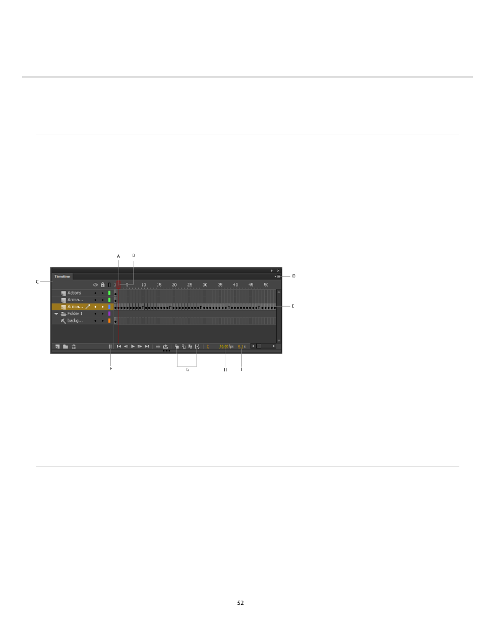 The timeline | Adobe Flash Professional CC 2014 v.13.0 User Manual | Page 59 / 943