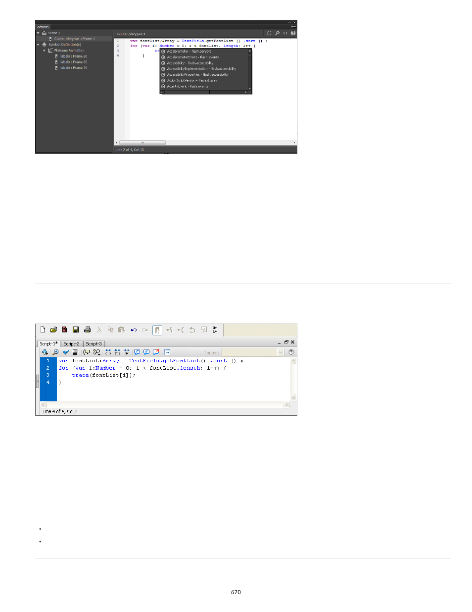 Script window overview, Tools in the actions panel and script window | Adobe Flash Professional CC 2014 v.13.0 User Manual | Page 677 / 943