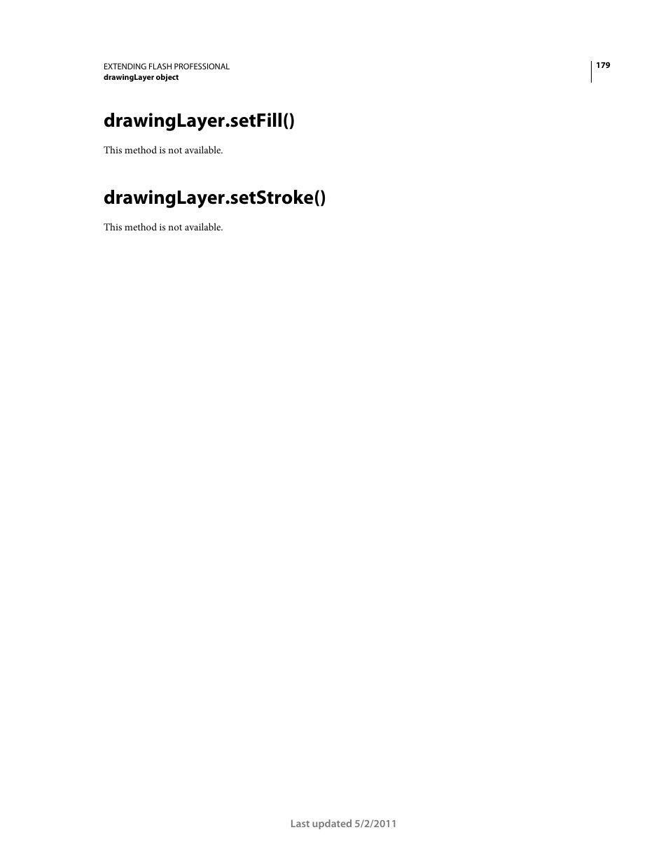 Drawinglayer.setfill(), Drawinglayer.setstroke() | Adobe Extending Flash Professional CS5 User Manual | Page 201 / 565