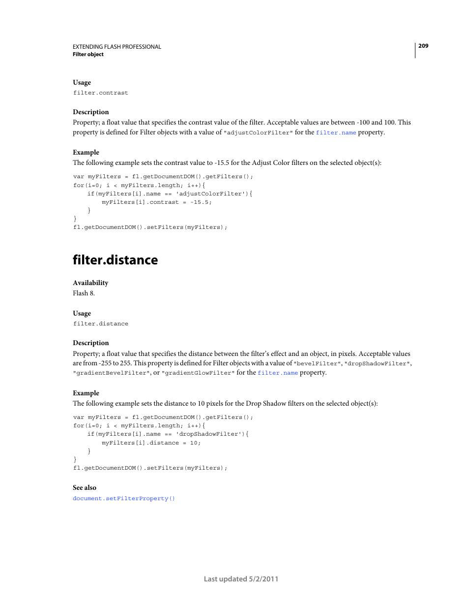 Filter.distance | Adobe Extending Flash Professional CS5 User Manual | Page 231 / 565