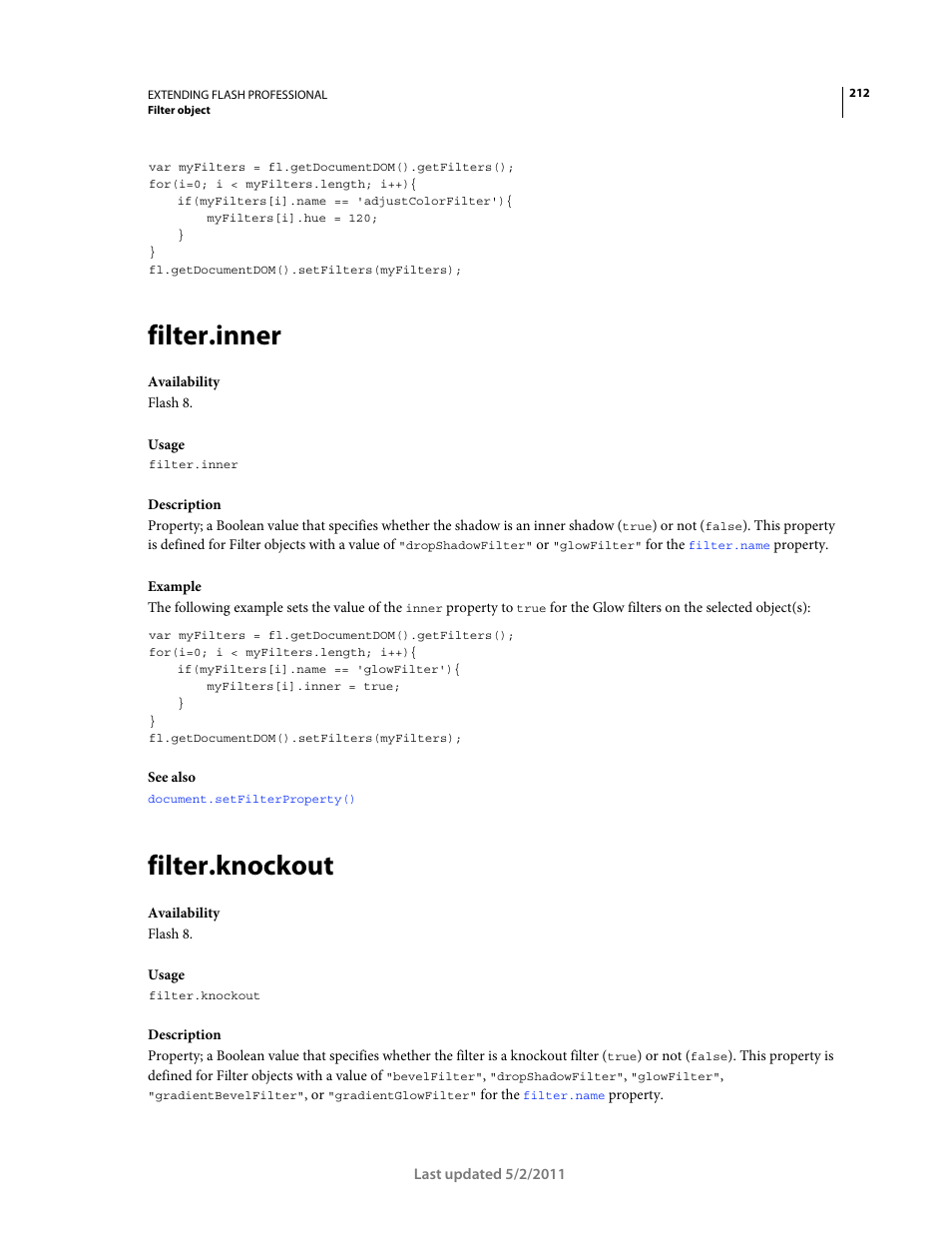 Filter.inner, Filter.knockout | Adobe Extending Flash Professional CS5 User Manual | Page 234 / 565