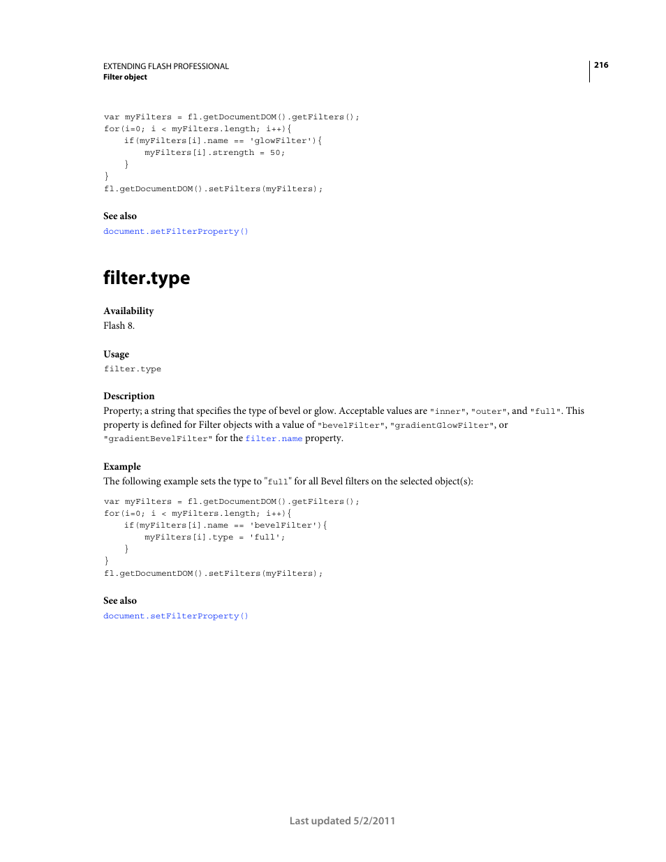 Filter.type | Adobe Extending Flash Professional CS5 User Manual | Page 238 / 565