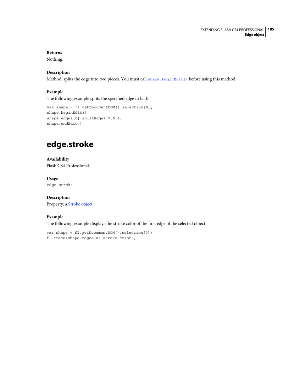 Edge.stroke | Adobe Extending Flash Professional CS4 User Manual | Page 207 / 560