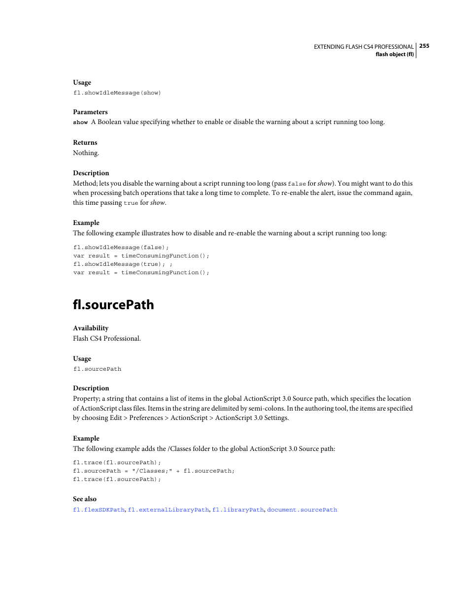 Fl.sourcepath | Adobe Extending Flash Professional CS4 User Manual | Page 277 / 560