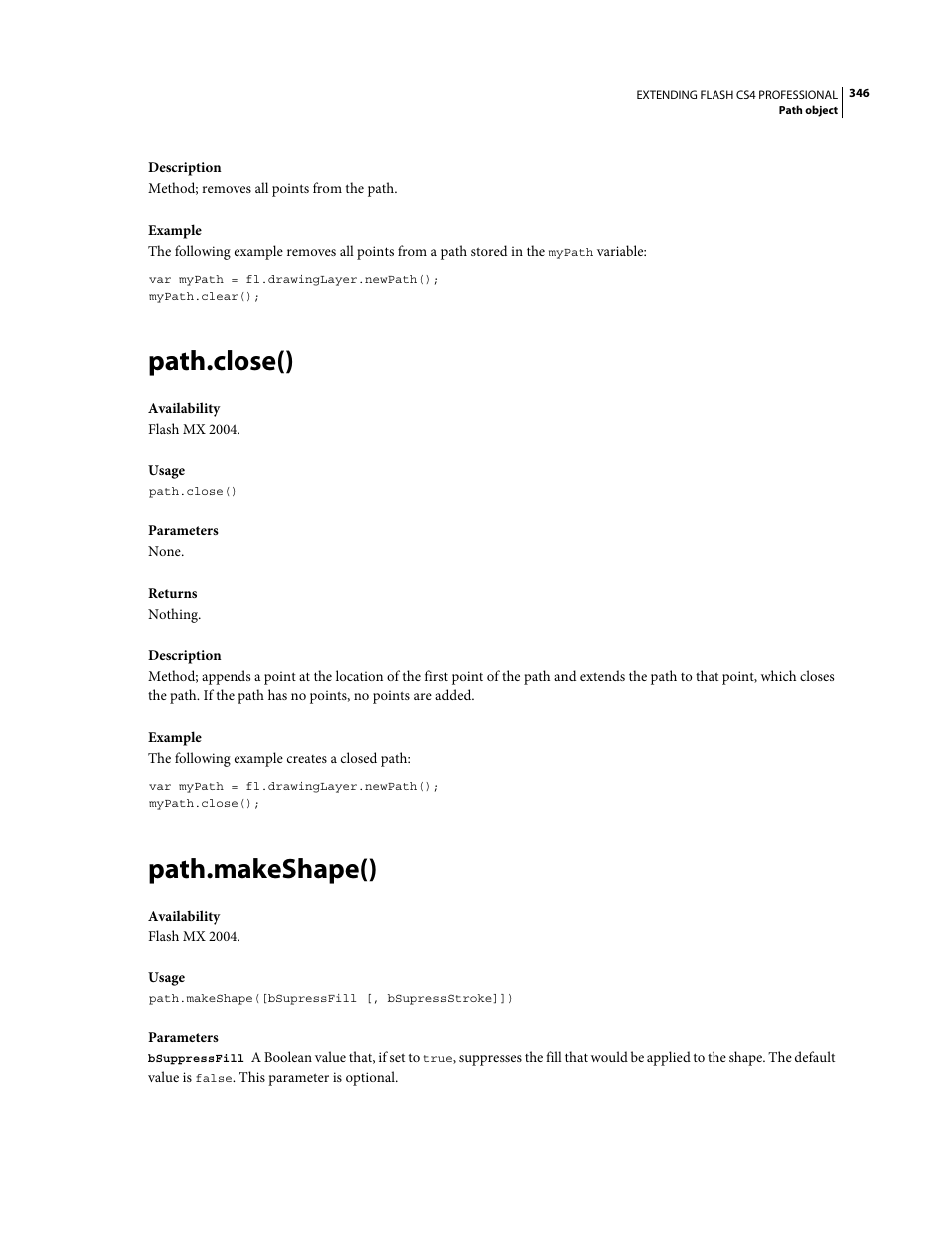 Path.close(), Path.makeshape() | Adobe Extending Flash Professional CS4 User Manual | Page 368 / 560