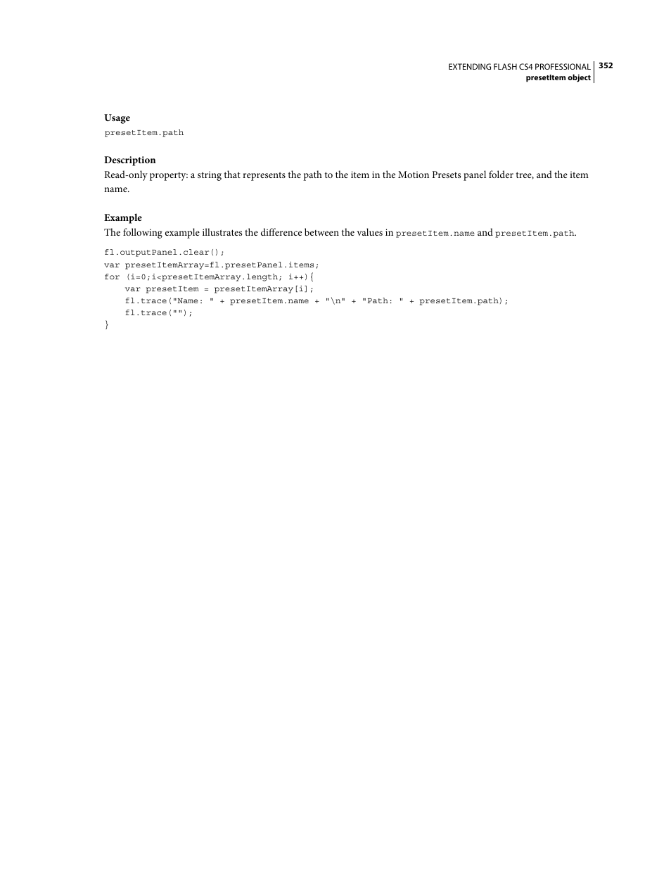 Adobe Extending Flash Professional CS4 User Manual | Page 374 / 560