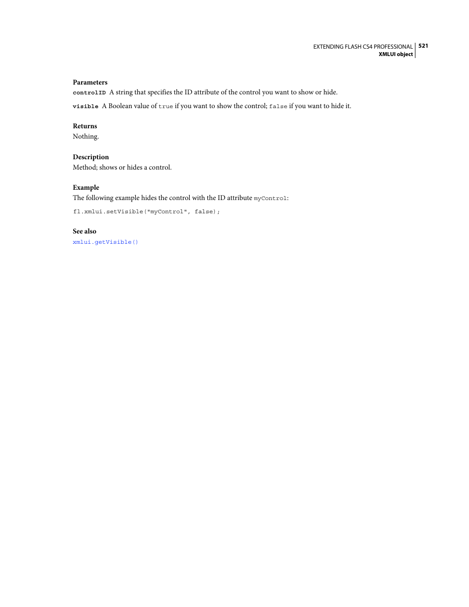 Adobe Extending Flash Professional CS4 User Manual | Page 543 / 560