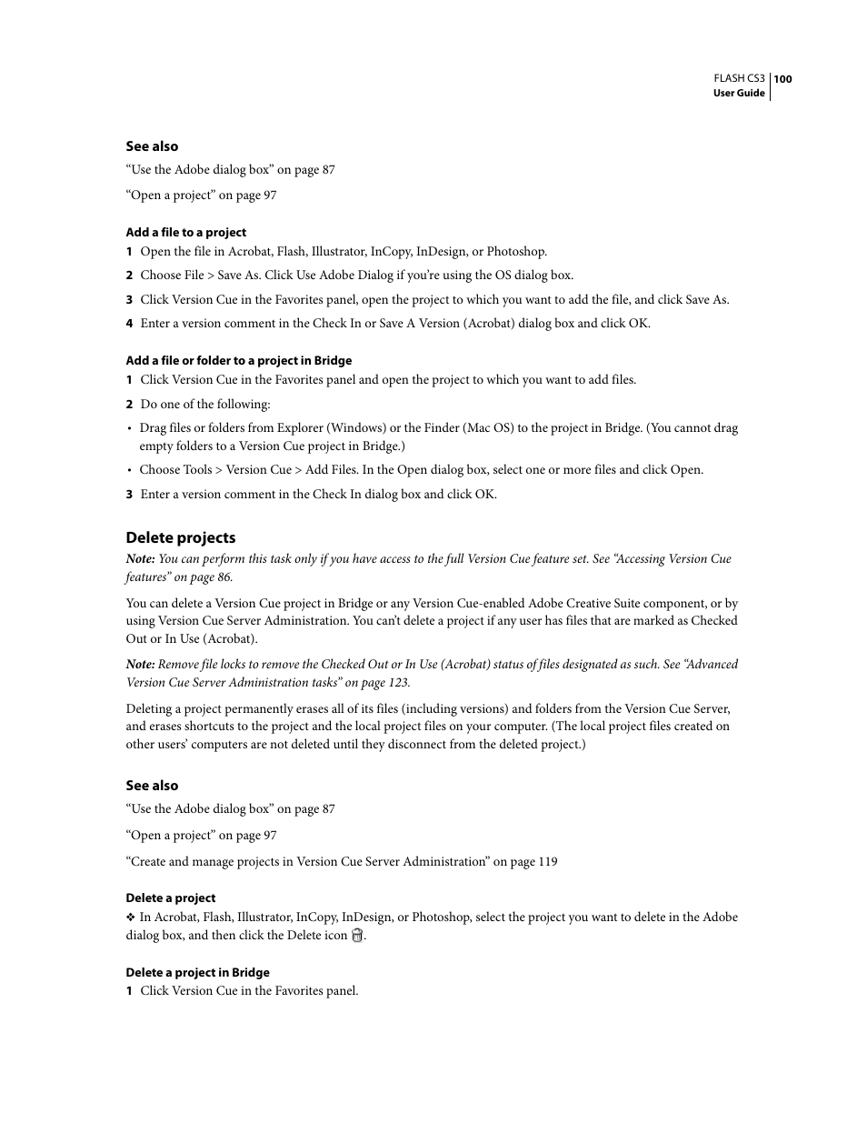 Delete projects | Adobe Flash Professional CS3 User Manual | Page 106 / 527