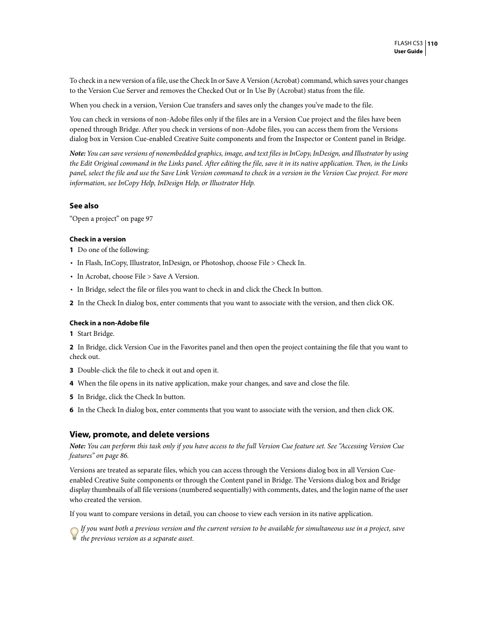 View, promote, and delete versions | Adobe Flash Professional CS3 User Manual | Page 116 / 527