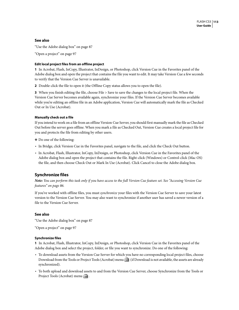 Synchronize files | Adobe Flash Professional CS3 User Manual | Page 119 / 527