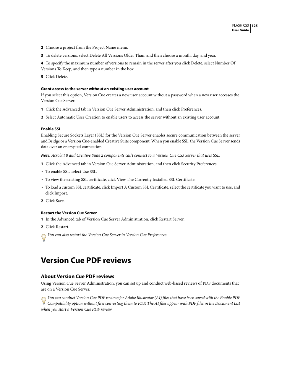 Version cue pdf reviews, About version cue pdf reviews | Adobe Flash Professional CS3 User Manual | Page 131 / 527