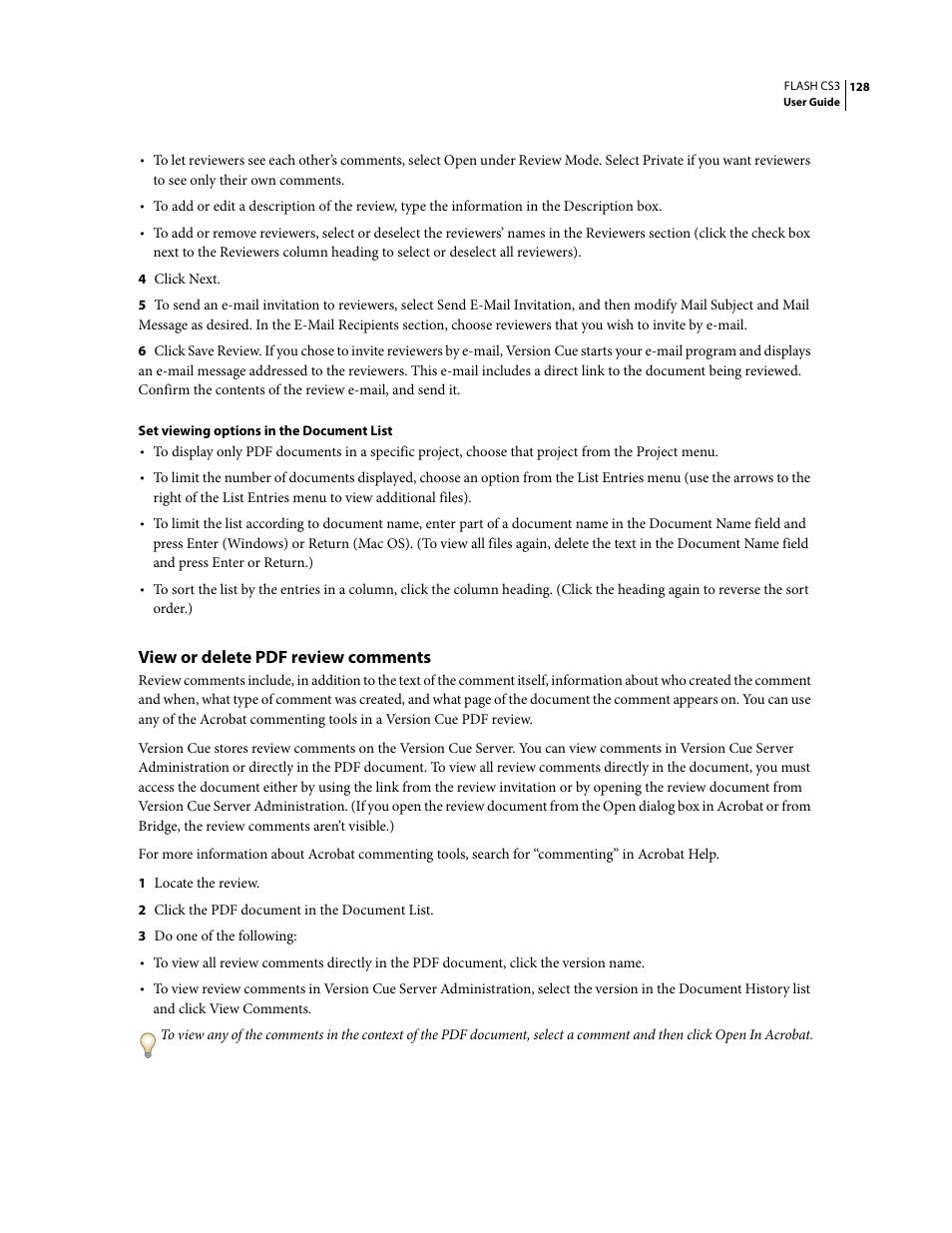 View or delete pdf review comments | Adobe Flash Professional CS3 User Manual | Page 134 / 527