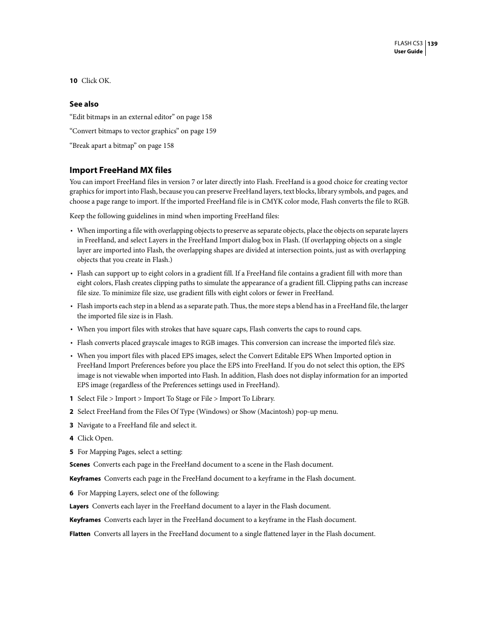 Import freehand mx files | Adobe Flash Professional CS3 User Manual | Page 145 / 527