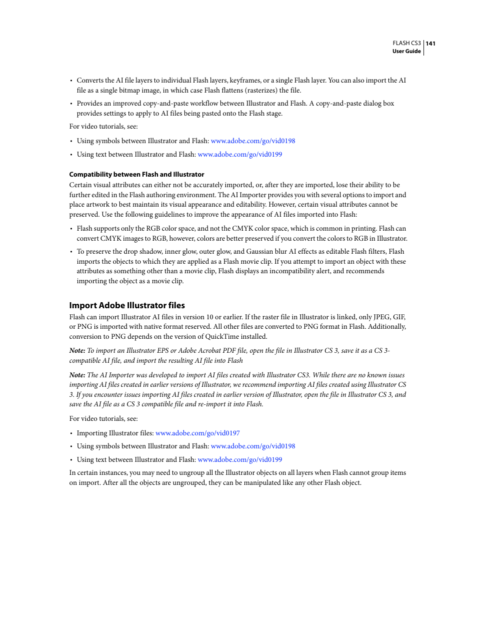 Import adobe illustrator files | Adobe Flash Professional CS3 User Manual | Page 147 / 527
