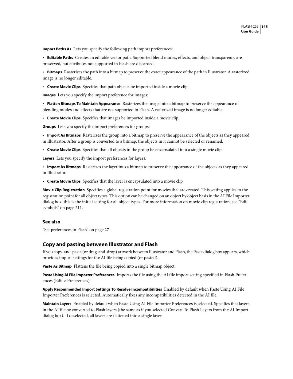Copy and pasting between illustrator and flash | Adobe Flash Professional CS3 User Manual | Page 151 / 527