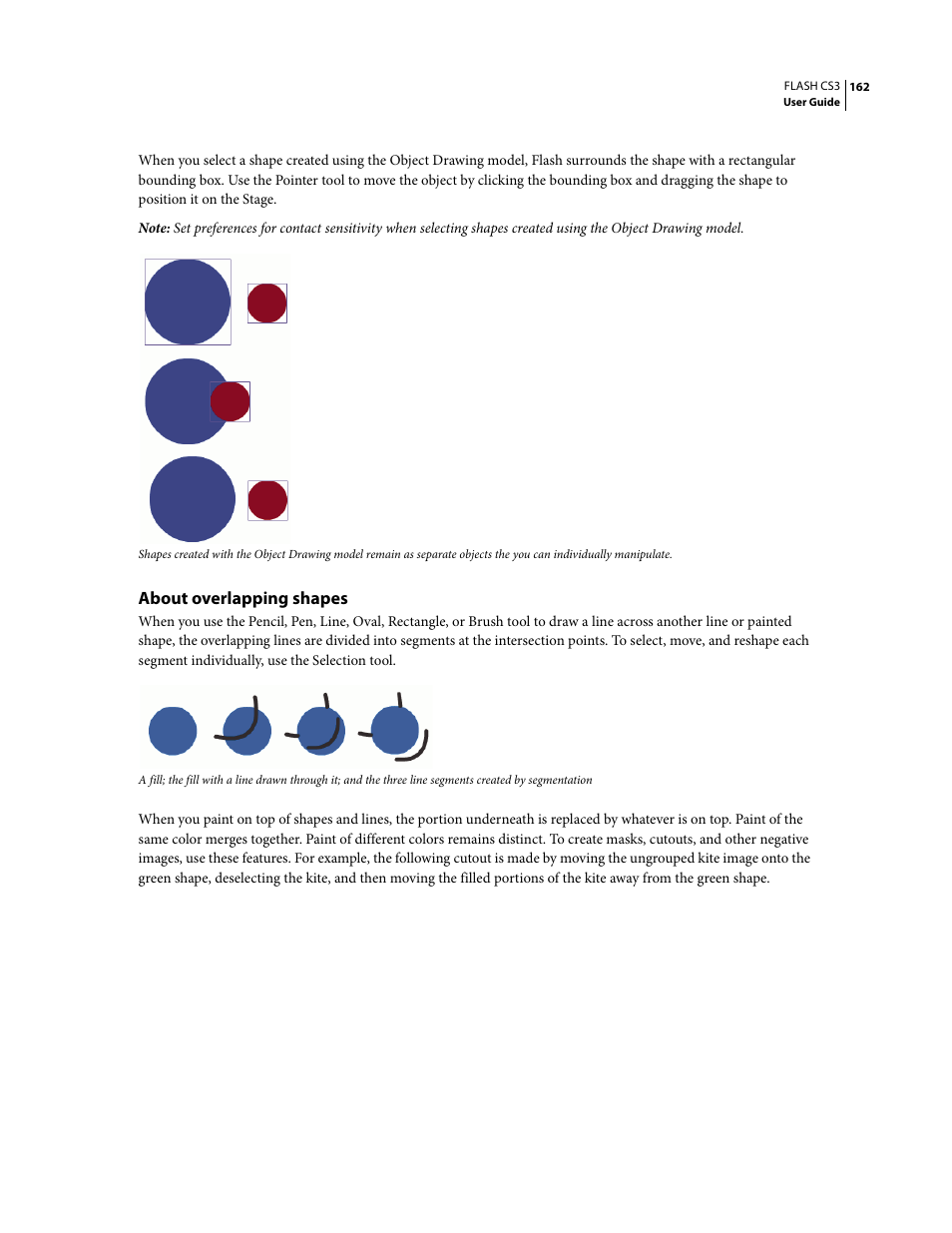 About overlapping shapes | Adobe Flash Professional CS3 User Manual | Page 168 / 527