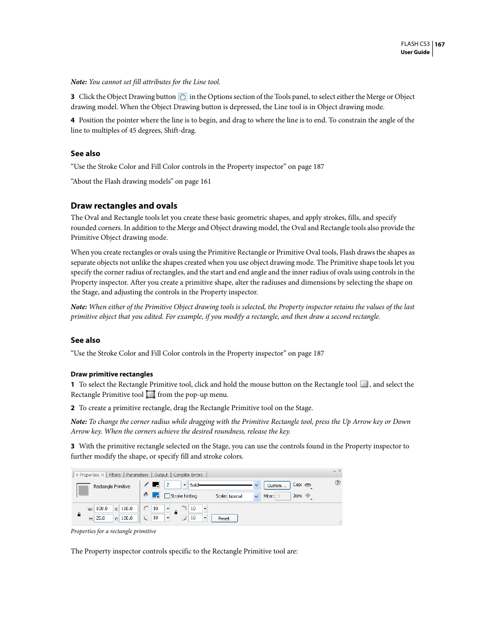 Draw rectangles and ovals | Adobe Flash Professional CS3 User Manual | Page 173 / 527