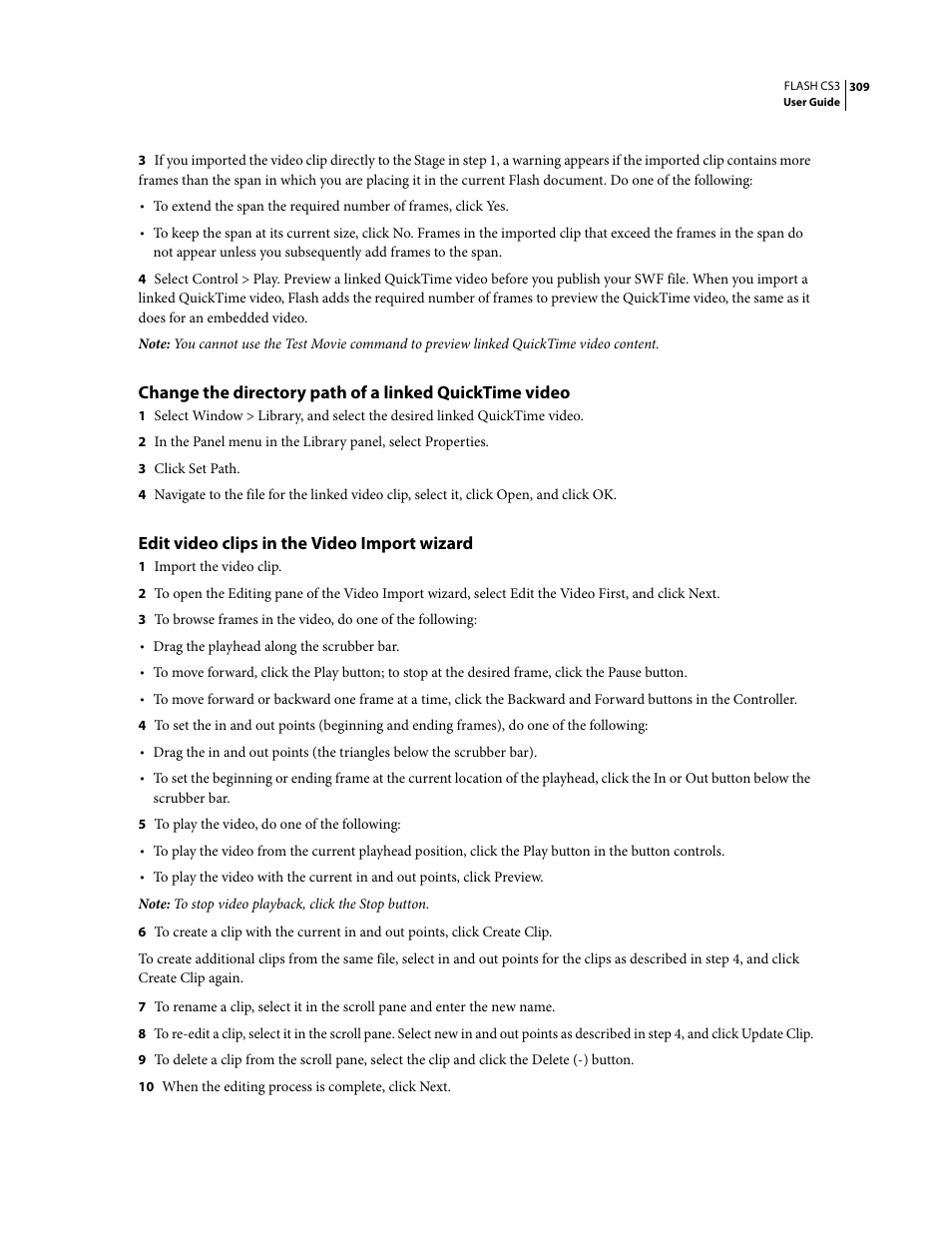 Edit video clips in the video import wizard | Adobe Flash Professional CS3 User Manual | Page 315 / 527