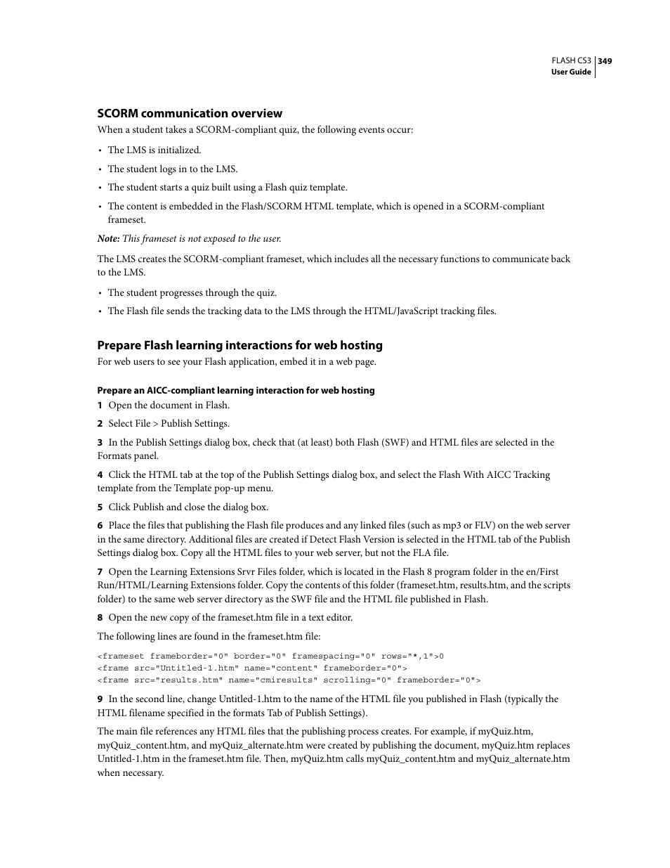 Scorm communication overview | Adobe Flash Professional CS3 User Manual | Page 355 / 527