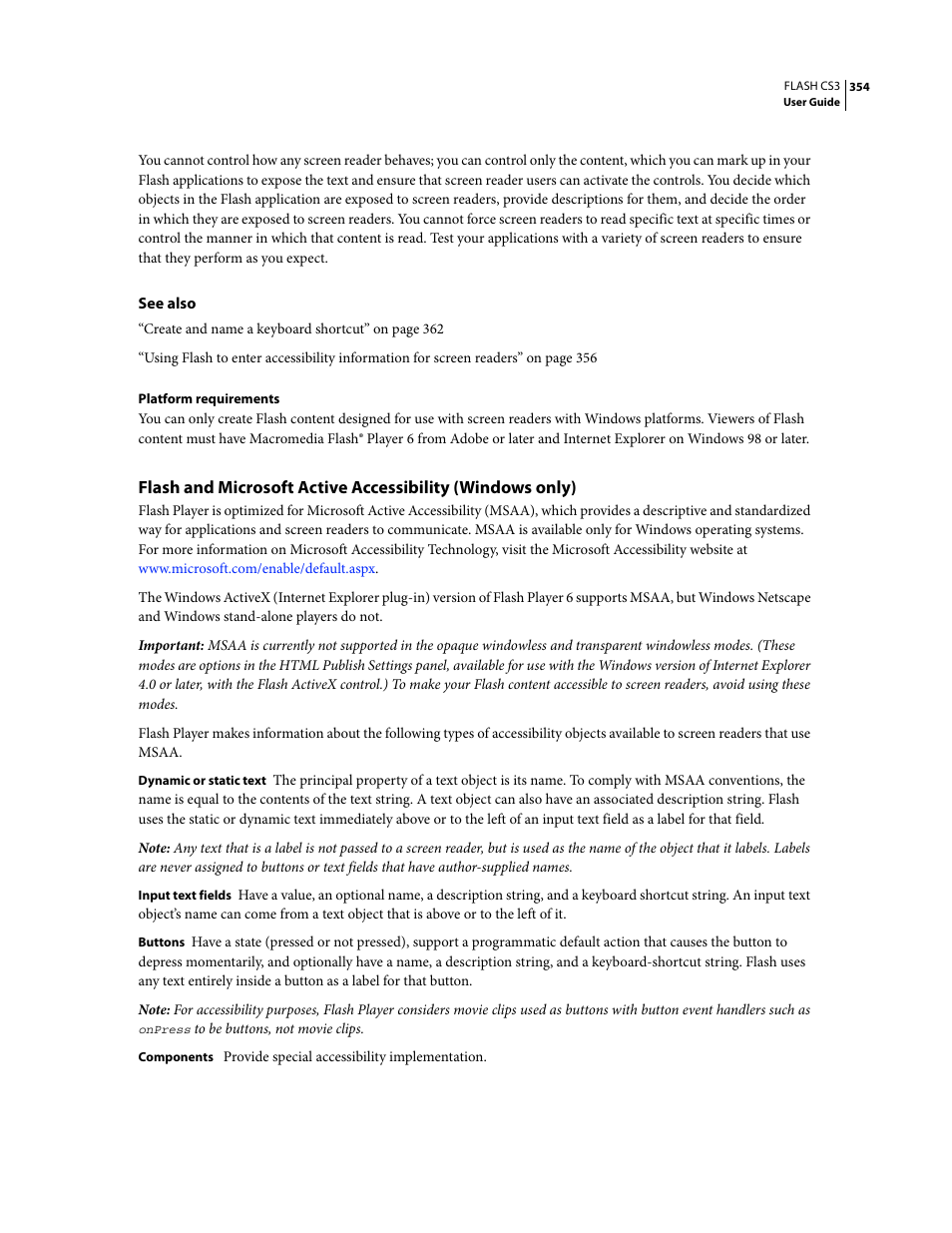 Platform requirements | Adobe Flash Professional CS3 User Manual | Page 360 / 527