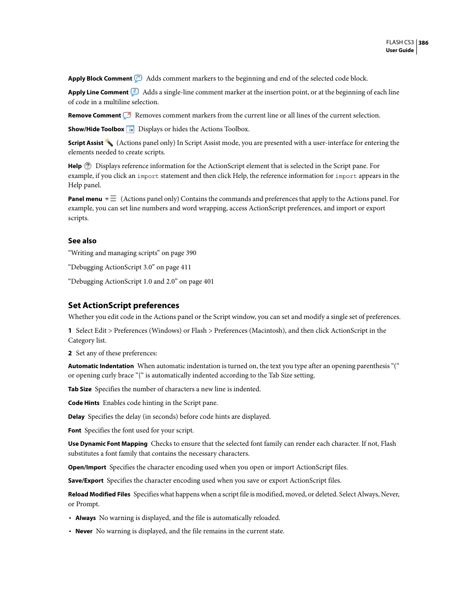Set actionscript preferences | Adobe Flash Professional CS3 User Manual | Page 392 / 527