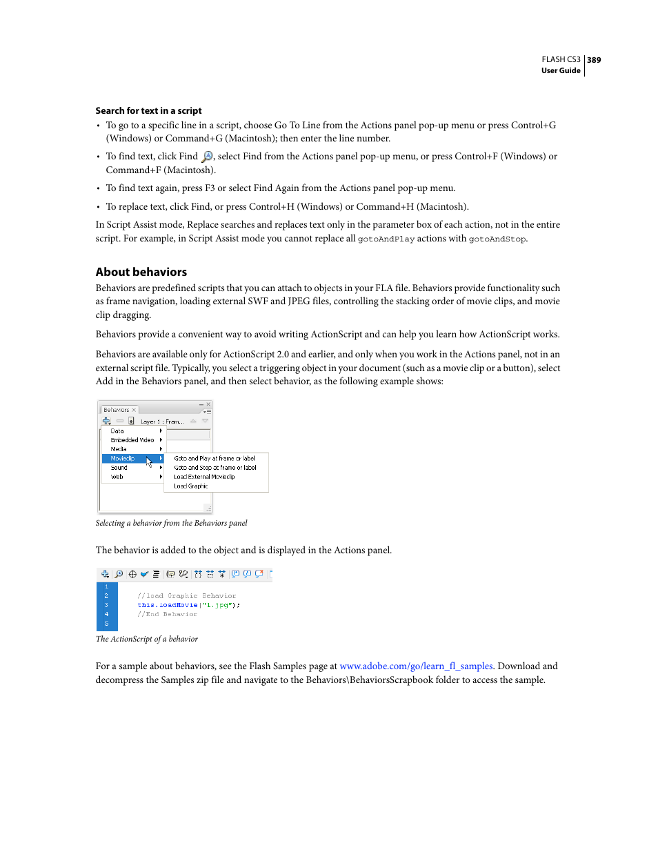 About behaviors | Adobe Flash Professional CS3 User Manual | Page 395 / 527