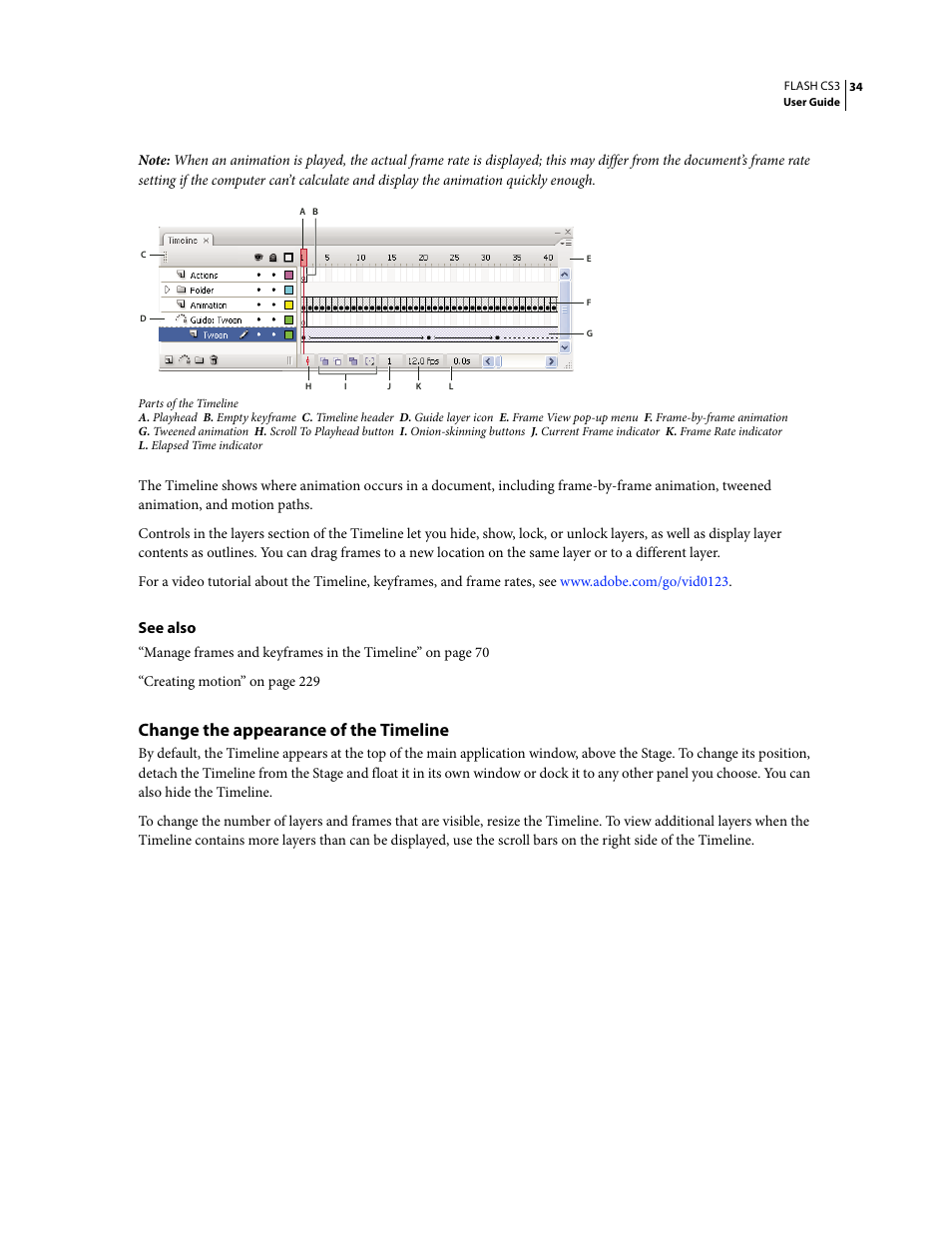 Change the appearance of the timeline | Adobe Flash Professional CS3 User Manual | Page 40 / 527