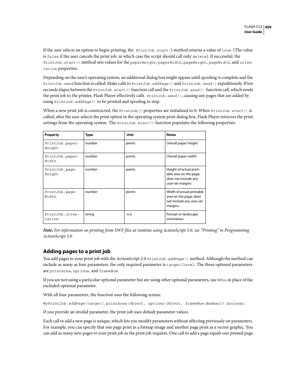 Adding pages to a print job | Adobe Flash Professional CS3 User Manual | Page 465 / 527