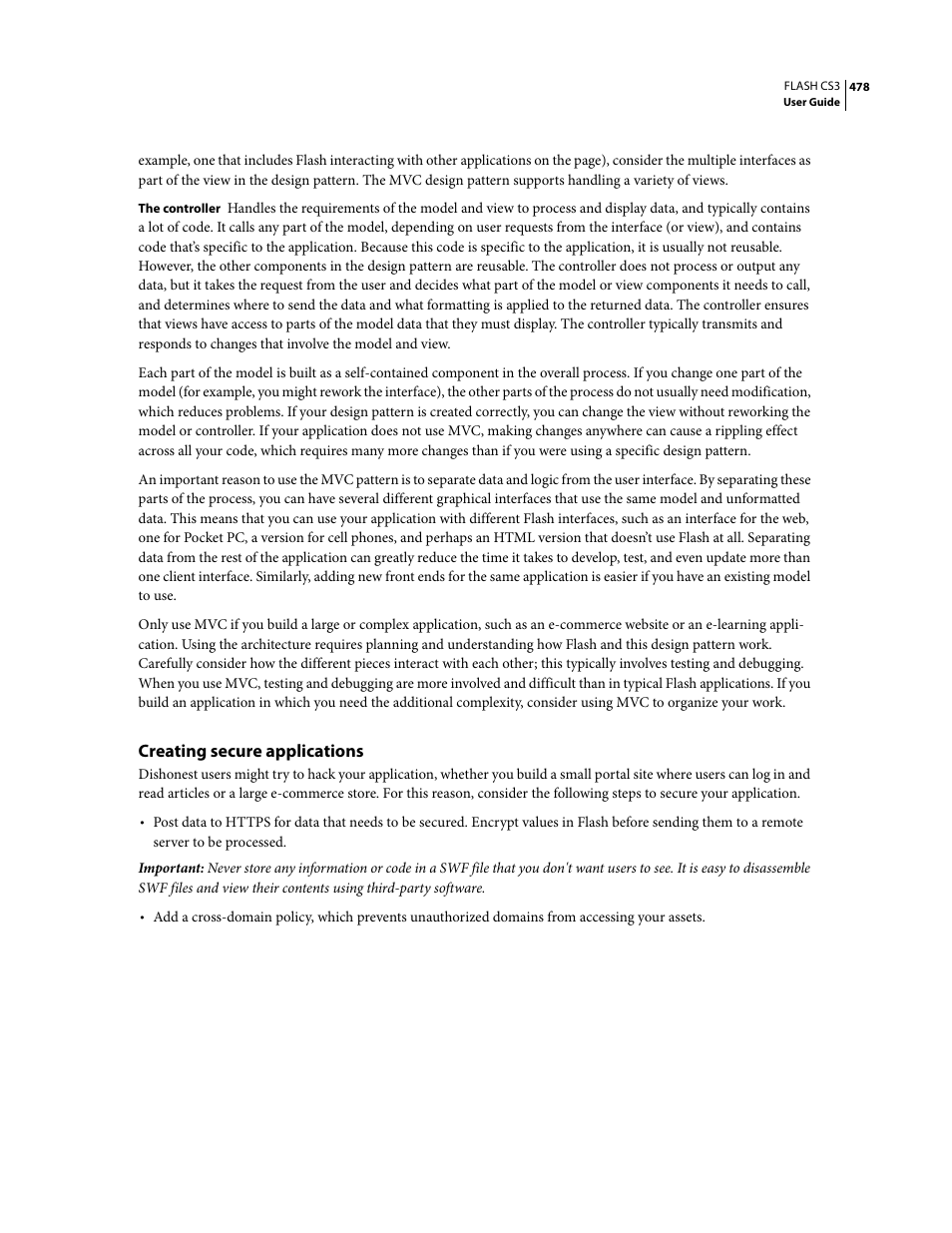 Creating secure applications | Adobe Flash Professional CS3 User Manual | Page 484 / 527
