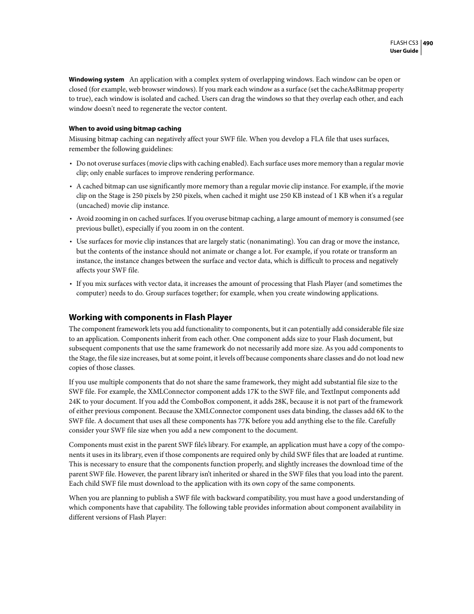 Working with components in flash player | Adobe Flash Professional CS3 User Manual | Page 496 / 527