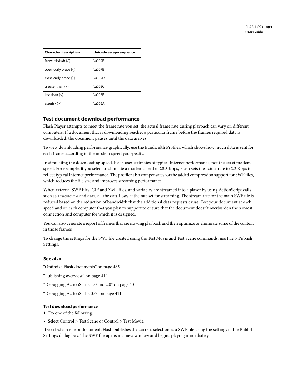 Test document download performance | Adobe Flash Professional CS3 User Manual | Page 499 / 527