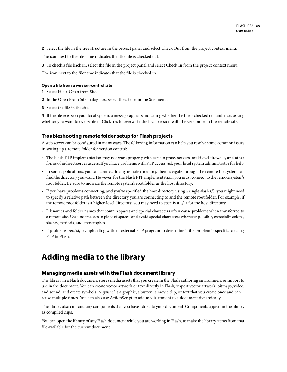 Adding media to the library | Adobe Flash Professional CS3 User Manual | Page 71 / 527