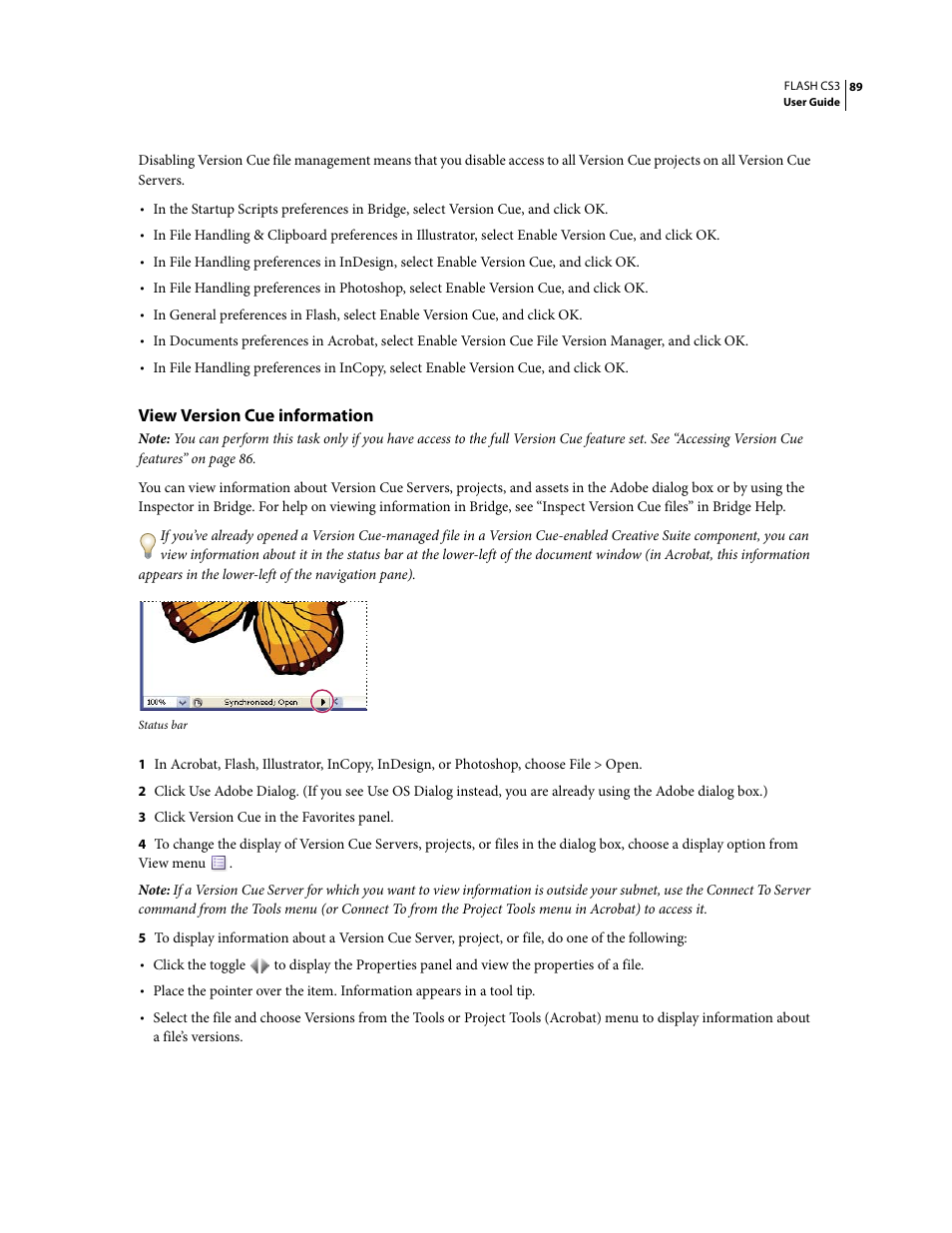 View version cue information | Adobe Flash Professional CS3 User Manual | Page 95 / 527