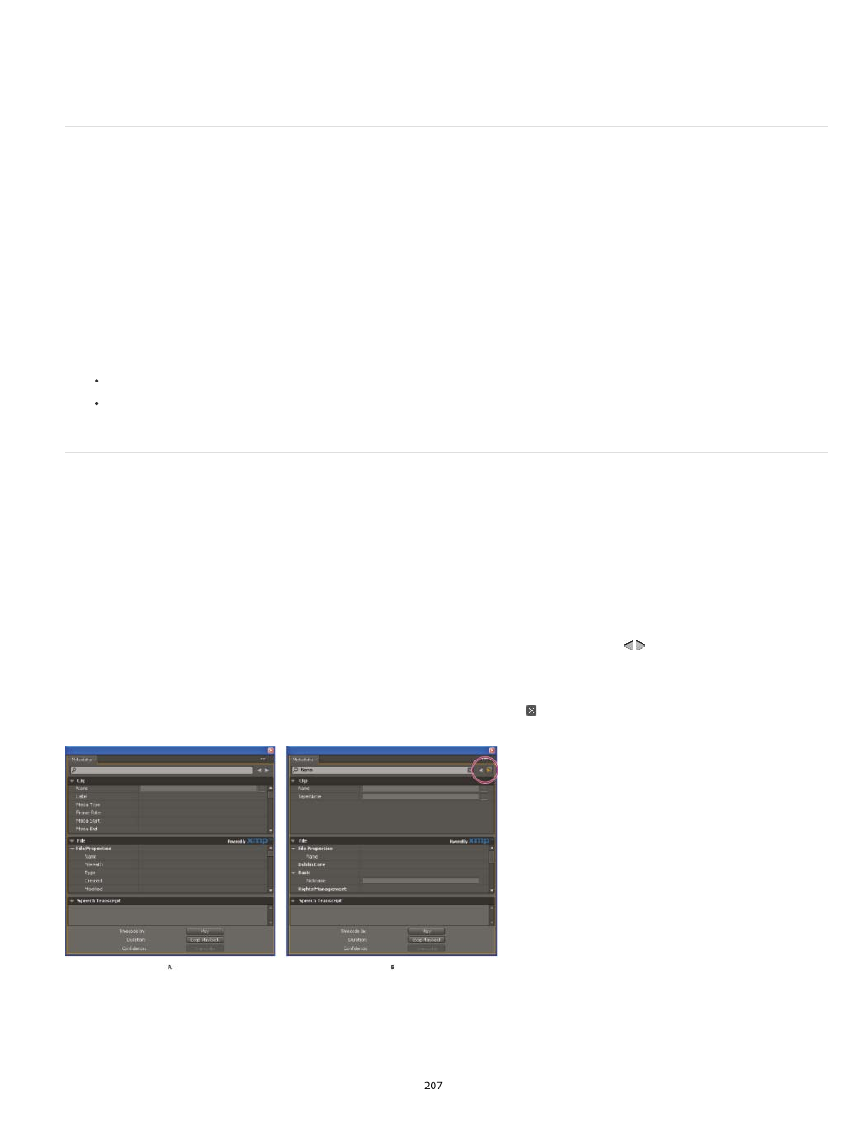 Edit xmp metadata search xmp metadata, Edit xmp metadata, Search xmp metadata | Adobe Premiere Pro CC v.7.xx User Manual | Page 204 / 575