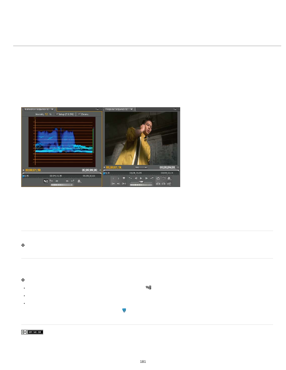 Using the reference monitor, Open a reference monitor, Gang the reference monitor and program monitor | Adobe Premiere Pro CS6 User Manual | Page 185 / 485