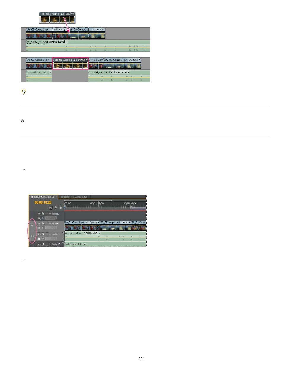 Open a sequence targeting tracks, Open a sequence, Targeting tracks | Adobe Premiere Pro CS6 User Manual | Page 208 / 485